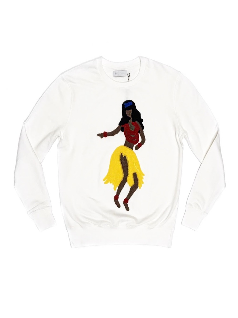NWT Eleven Paris White Sweatshirt with Colorful Hula Girl Dancer XS